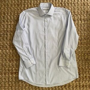 Collection by Michael Strahan Dress Shirt Light Blue White Stripe Mens L 16-16.5